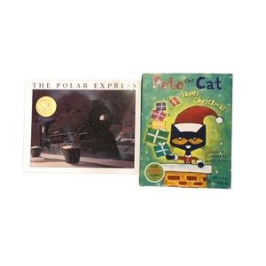 The Polar Express & Pete The Cat Saves Christmas Hardback Book Bundle
